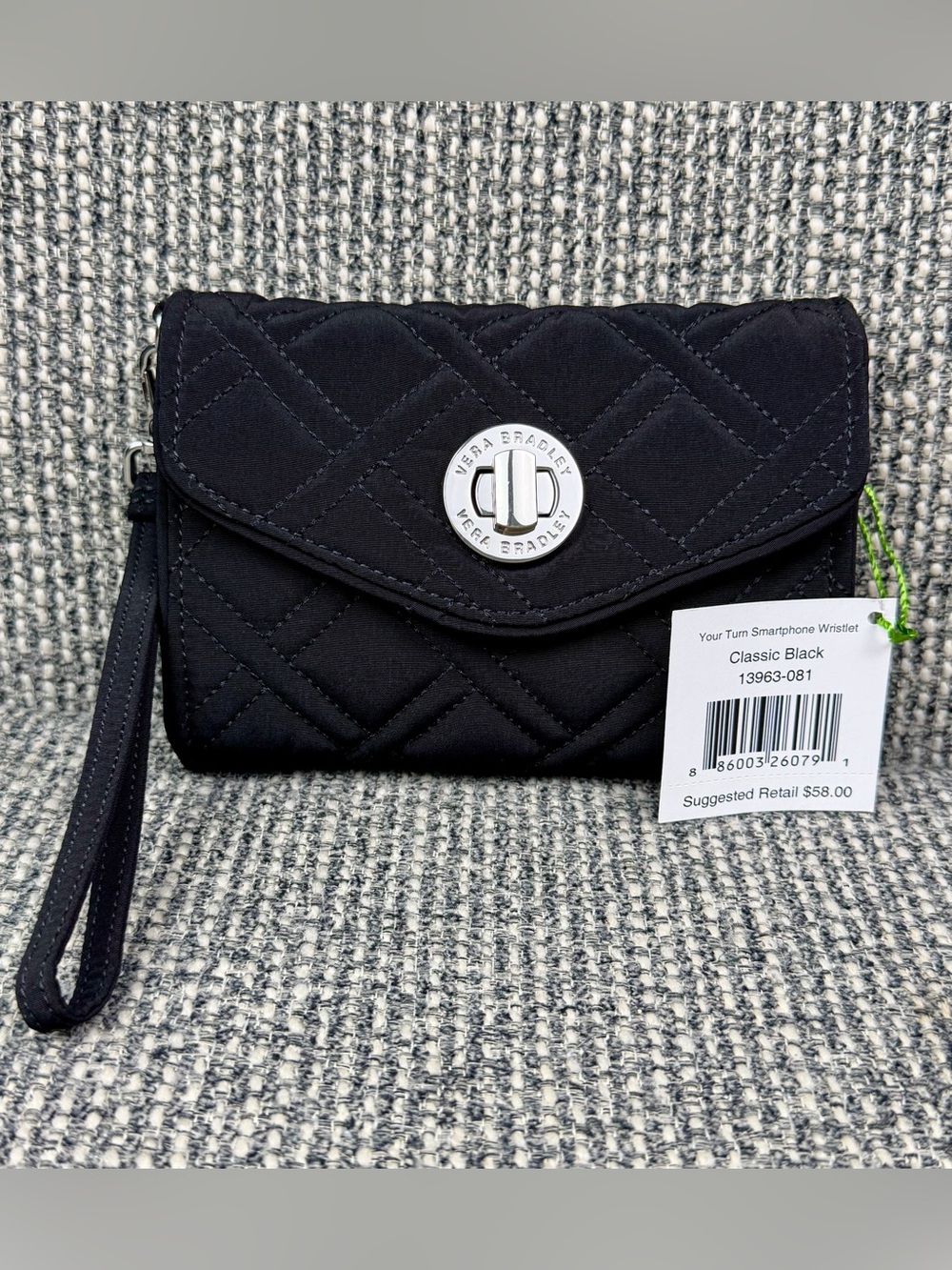 Vera Bradley Your Turn Smartphone Wristlet Classic Black 13963 NWT